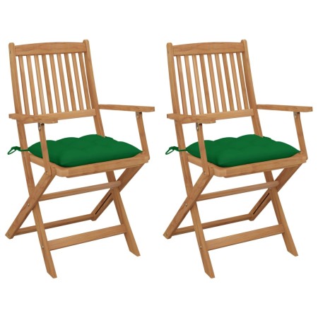 2 Stück klappbare Gartenstühle und Kissen aus massivem Akazienholz von vidaXL, Gartenstühle - Ref: Foro24-3064610, Preis: 171...