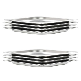 Gastronorm trays 8 units GN 1/2 20 mm stainless steel by , Buckets for steam tables - Ref: Foro24-50885, Price: 37,38 €, Disc...