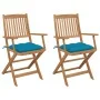 Folding garden chairs 2 units and solid acacia wood cushions by vidaXL, Garden chairs - Ref: Foro24-3064609, Price: 146,24 €,...