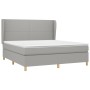 Cama box spring con colchón tela gris claro 180x200 cm