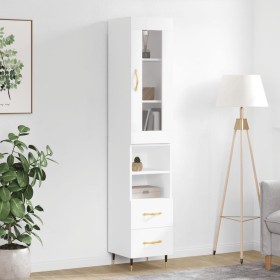 Aparador alto madera contrachapada blanco 34,5x34x180 cm de , Aparadores - Ref: Foro24-3199281, Precio: 108,56 €, Descuento: %