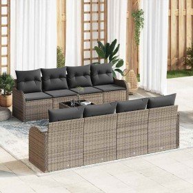 Conjunto de sofá de jardín 9 pcs Gris 55 x 55 x 37 cm Poliratán