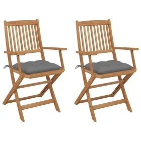 2 Stück klappbare Gartenstühle und Kissen aus massivem Akazienholz von vidaXL, Gartenstühle - Ref: Foro24-3064606, Preis: 142...