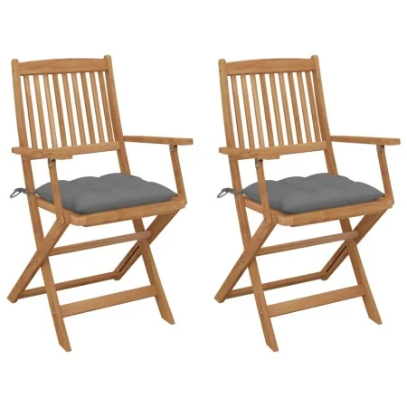 2 pcs folding garden chairs and solid acacia wood cushions by vidaXL, Garden chairs - Ref: Foro24-3064606, Price: 157,58 €, D...