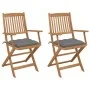 2 Stück klappbare Gartenstühle und Kissen aus massivem Akazienholz von vidaXL, Gartenstühle - Ref: Foro24-3064606, Preis: 157...