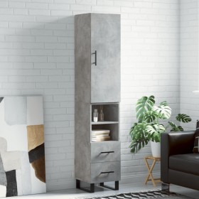 Aparador de madera contrachapada gris hormigón 34,5x34x180 cm de , Aparadores - Ref: Foro24-3198941, Precio: 110,44 €, Descue...
