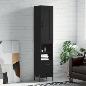 Aparador de madera contrachapada negro 34,5x34x180 cm de , Aparadores - Ref: Foro24-3200266, Precio: 119,61 €, Descuento: %