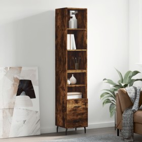 Aparador de madera contrachapada roble ahumado 34,5x34x180 cm de , Aparadores - Ref: Foro24-3189786, Precio: 96,63 €, Descuen...