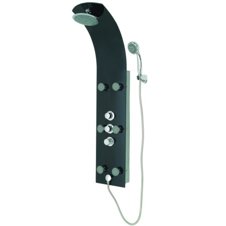 SCHÜTTE Glass shower panel with black LANZAROTE thermostatic mixer by , shower heads - Ref: Foro24-435035, Price: 353,40 €, D...