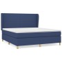 Cama box spring con colchón tela azul 180x200 cm