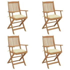 4 pcs folding garden chairs and solid acacia wood cushions by vidaXL, Garden chairs - Ref: Foro24-3064634, Price: 200,98 €, D...