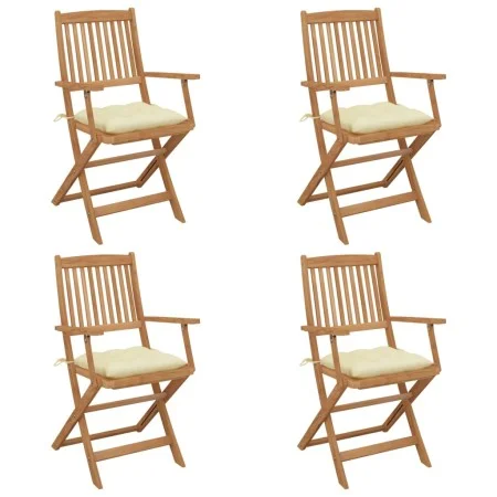 4 pcs folding garden chairs and solid acacia wood cushions by vidaXL, Garden chairs - Ref: Foro24-3064634, Price: 200,98 €, D...