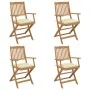 4 pcs folding garden chairs and solid acacia wood cushions by vidaXL, Garden chairs - Ref: Foro24-3064634, Price: 200,98 €, D...
