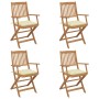 Sillas de jardín plegables 4 uds y cojines madera maciza acacia de vidaXL, Sillas de jardín - Ref: Foro24-3064634, Precio: 23...