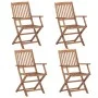 4 pcs folding garden chairs and solid acacia wood cushions by vidaXL, Garden chairs - Ref: Foro24-3064634, Price: 200,98 €, D...