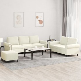 Juego de sofás con cojines 3 piezas terciopelo crema de , Sofás - Ref: Foro24-3202268, Precio: 596,68 €, Descuento: %