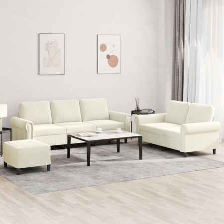 Sofagarnitur mit 3-teiligen cremefarbenen Samtkissen. von , Sofas - Ref: Foro24-3202268, Preis: 596,68 €, Rabatt: %