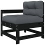 Gartensofas mit Kissen, 2 Stück Massivholz Kiefer Schwarz. von , Modulare Sofas für den Außenbereich - Ref: Foro24-825594, Pr...