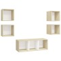 Muebles de salón 5 pzas madera ingeniería blanco y roble Sonoma de , Muebles TV - Ref: Foro24-3079615, Precio: 146,83 €