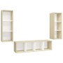Muebles de salón 3 pzas madera ingeniería blanco y roble Sonoma de , Muebles TV - Ref: Foro24-3079750, Precio: 163,89 €, Desc...
