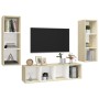 Muebles de salón 3 pzas madera ingeniería blanco y roble Sonoma de , Muebles TV - Ref: Foro24-3079750, Precio: 163,89 €, Desc...