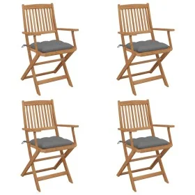 4 pcs folding garden chairs and solid acacia wood cushions by vidaXL, Garden chairs - Ref: Foro24-3064633, Price: 197,39 €, D...