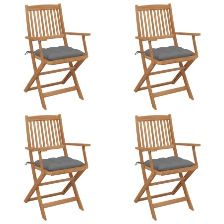 4 Stück klappbare Gartenstühle und Kissen aus massivem Akazienholz von vidaXL, Gartenstühle - Ref: Foro24-3064633, Preis: 225...