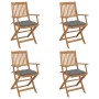 4 Stück klappbare Gartenstühle und Kissen aus massivem Akazienholz von vidaXL, Gartenstühle - Ref: Foro24-3064633, Preis: 225...