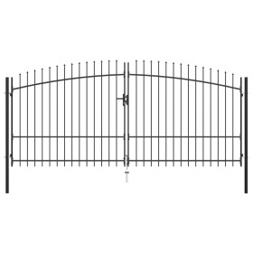 Double gate for fence with spear tips 400x225 cm by , garden gates - Ref: Foro24-145741, Price: 254,06 €, Discount: %