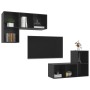 Wohnzimmermöbel-Set, 4-teilig, aus schwarz glänzendem Ingenieurholz. von , TV-Möbel - Ref: Foro24-3079842, Preis: 154,43 €, R...