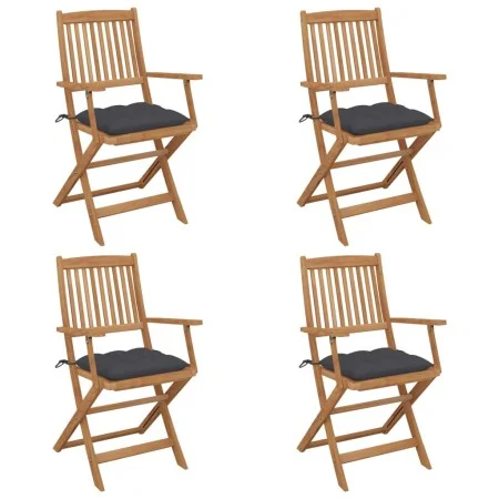 4 Stück klappbare Gartenstühle und Kissen aus massivem Akazienholz von vidaXL, Gartenstühle - Ref: Foro24-3064632, Preis: 197...