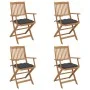 4 Stück klappbare Gartenstühle und Kissen aus massivem Akazienholz von vidaXL, Gartenstühle - Ref: Foro24-3064632, Preis: 197...