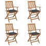 4 Stück klappbare Gartenstühle und Kissen aus massivem Akazienholz von vidaXL, Gartenstühle - Ref: Foro24-3064632, Preis: 225...
