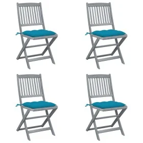 Folding garden chairs 4 pcs cushions solid acacia wood by vidaXL, Garden chairs - Ref: Foro24-3064582, Price: 206,38 €, Disco...