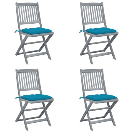 Klappbare Gartenstühle, 4 Stück, Kissen aus massivem Akazienholz von vidaXL, Gartenstühle - Ref: Foro24-3064582, Preis: 209,9...