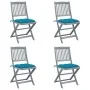 Folding garden chairs 4 pcs cushions solid acacia wood by vidaXL, Garden chairs - Ref: Foro24-3064582, Price: 207,08 €, Disco...