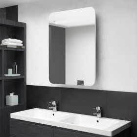 Armario de baño con espejo LED blanco brillante 60x11x80 cm