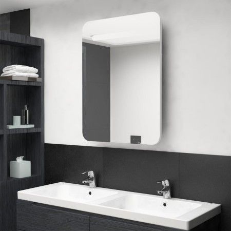 Hellweißer LED-Spiegel-Badezimmerschrank 60 x 11 x 80 cm von vidaXL, Badezimmerwaschtische - Ref: Foro24-326509, Preis: 135,9...