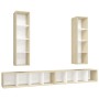 Wohnzimmermöbel 4-teilig, weiß und Eiche Sonoma von , TV-Möbel - Ref: Foro24-3079894, Preis: 254,62 €, Rabatt: %