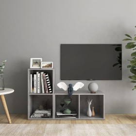 Living room furniture 2 pieces engineered wood gray concrete by , TV Furniture - Ref: Foro24-3079947, Price: 75,66 €, Discoun...