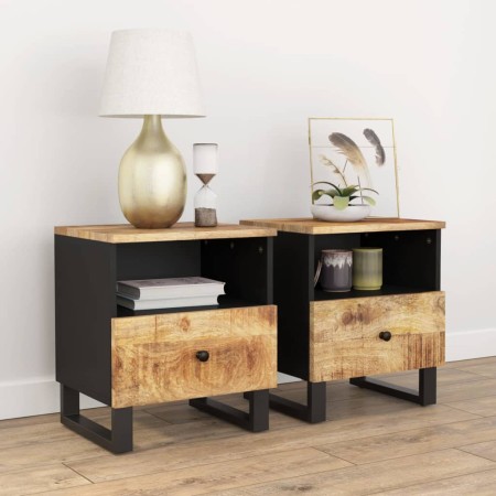 Nachttische 2 Stück Massivholz Mangoholz Sperrholz von , Nachttische - Ref: Foro24-350649, Preis: 140,65 €, Rabatt: %