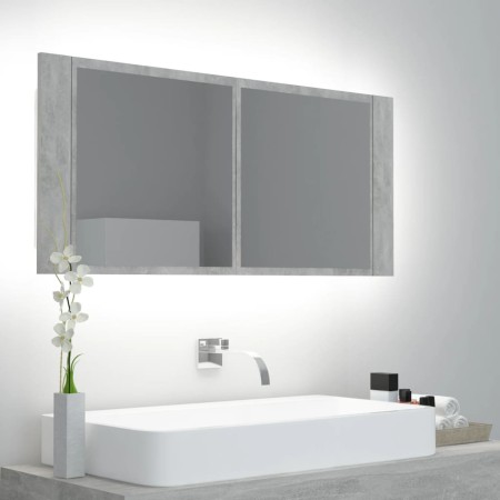 Armario espejo baño luz LED acrílico gris hormigón 100x12x45 cm de , Tocadores de baño - Ref: Foro24-804984, Precio: 65,82 €,...