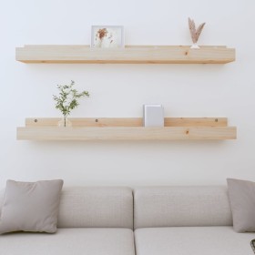 Wall shelves 2 units solid pine wood 110x12x9 cm by , Shelves and shelves - Ref: Foro24-823594, Price: 37,40 €, Discount: %