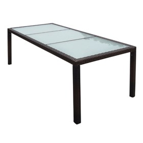 Garden table made of synthetic rattan and brown glass 190x90x75 cm by , Garden tables - Ref: Foro24-44068, Price: 347,12 €, D...