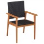 Set de comedor de jardín 7 pzas ratán sintético negro y marrón