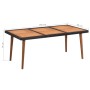 Set de comedor de jardín 7 pzas ratán sintético negro y marrón