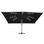 Cantilever umbrella with LED lights and black aluminum pole 400x300 cm by , Umbrellas - Ref: Foro24-47008, Price: 341,44 €, D...