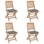 4 Stück klappbare Gartenstühle und Kissen aus massivem Akazienholz von vidaXL, Gartenstühle - Ref: Foro24-3064687, Preis: 208...