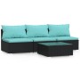 Gartenmöbel-Set mit 4-teiligen Kissen aus schwarzem Kunststoff-Rattan von , Gartensets - Ref: Foro24-317540, Preis: 412,32 €,...