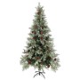 Christmas tree with lights and pine cones PVC PE green and white 225 cm by , Christmas trees - Ref: Foro24-3094566, Price: 25...